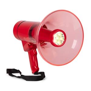 Vonyx MEG050 Megafoon met zaklamp en sirene - Rode megafoon met