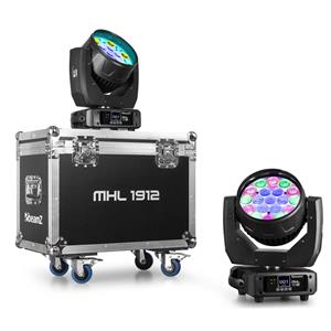 BeamZ Professional BeamZ MHL1912 wash moving head 2 stuks in flightcase - 19x 12W LED's,