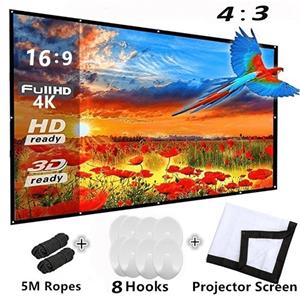 Homelive04 Draagbaar opvouwbaar projectorscherm HD 16:9/4:3 Wit 120 inch diagonaal projectiescherm thuisbioscoop 60 inches(16/9) wit