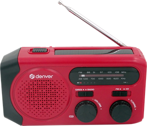Denver SCR-2010 - Emergency Radio - Solar - Dynamo - 2000mAh Powerbank - AM/FM - Red
