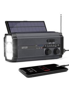 Lippa Emergency Radio - Solar - Dynamo - 5000 mAh Power Bank - AM/FM - Mono - Black