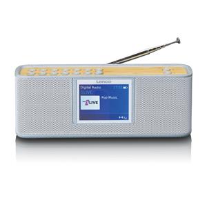 Lenco PDR-046GY - DAB+ radio met Bluetooth 5.0 white/bamboo - DAB/DAB+/FM - Stereo - Wit