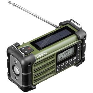 Sangean MMR-99 - AM/FM - Bluetooth - AUX - Hand Crank - Solar - Green - AM/FM - Green