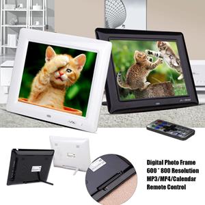 Honor Electronics 8'' HD TFT-LCD Digitale Fotolijst Klok MP3 MP4 Filmspeler met Extern Bureaublad EU Plug wit