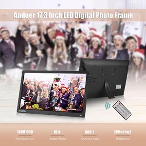 Andoer 17,3 inch desktop digitaal fotolijstalbum 1600*900 resolutie 16:9 TN LED-scherm US Plug zwart