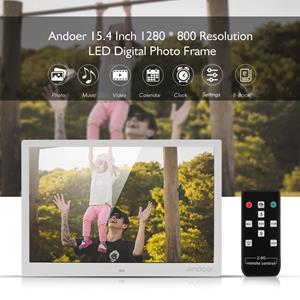Andoer 15,4 inch 1280 * 800 resolutie LED digitale foto fotolijst fotoalbum 1080P HD video UK Plug wit