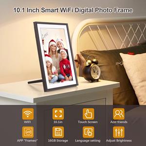 Honor Electronics Andoer 10,1-inch WiFi digitale fotolijst Cloud digitale fotolijst 1280*800 TFT-scherm Touch UK Plug zwart