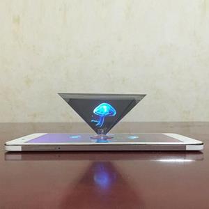 RosemaryyL 3D Hologram Piramide Display Projector Videostandaard Universeel Voor Slimme Mobiele Telefoon Transparent-/