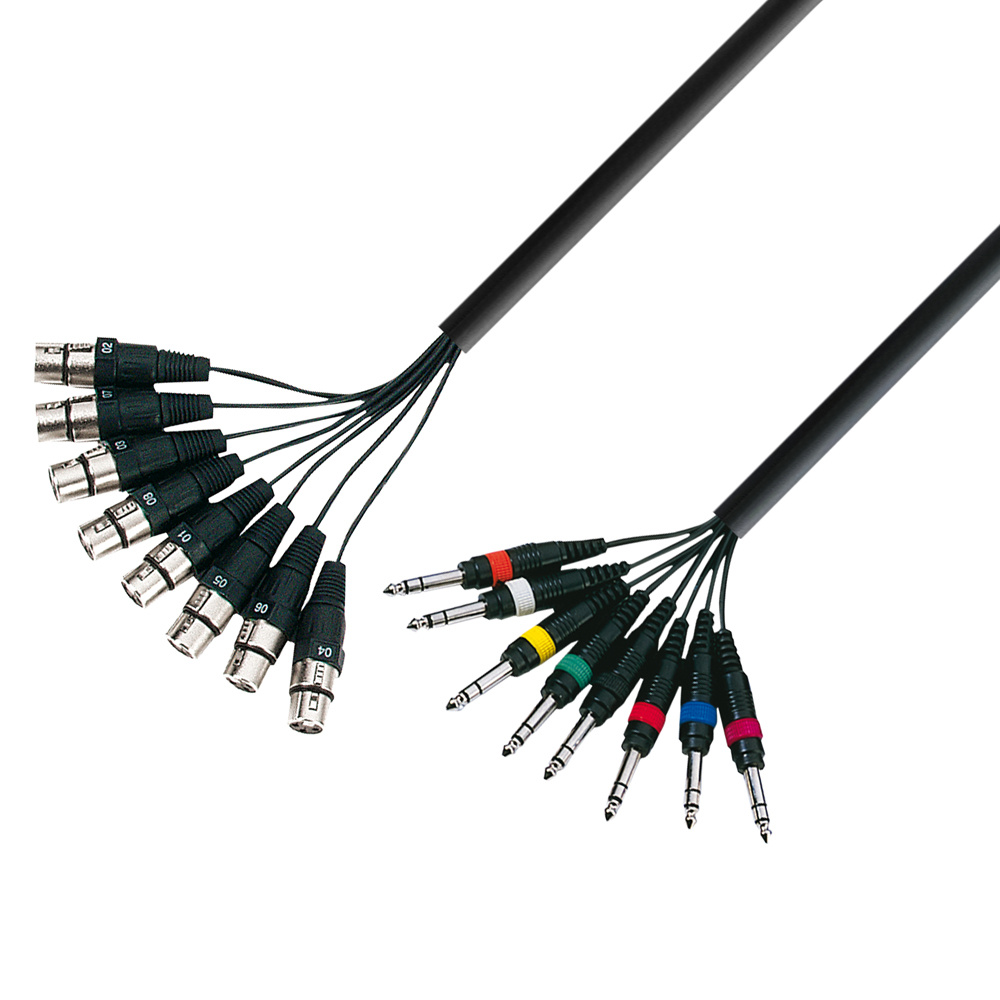 Adam Hall 3 Star L8 FV 0300 multikabel 8 x XLR female naar 8 x Jack TRS 3 m