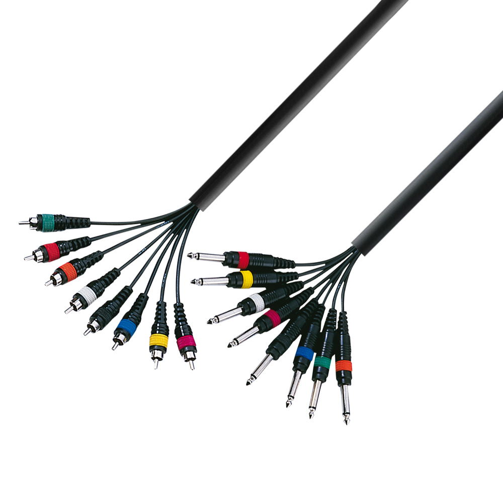 Adam Hall 3 Star L8 PC 0500 multikabel 8 x Jack TS naar 8 x RCA 5 m