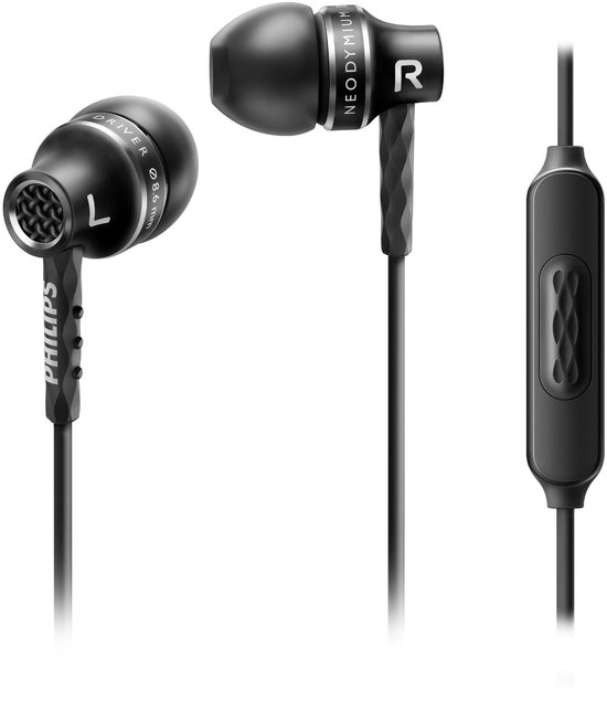 Unknown Philips SHE9105 - In-ear oordopjes - Zwart Aluminium oordopjes met stevige kabel