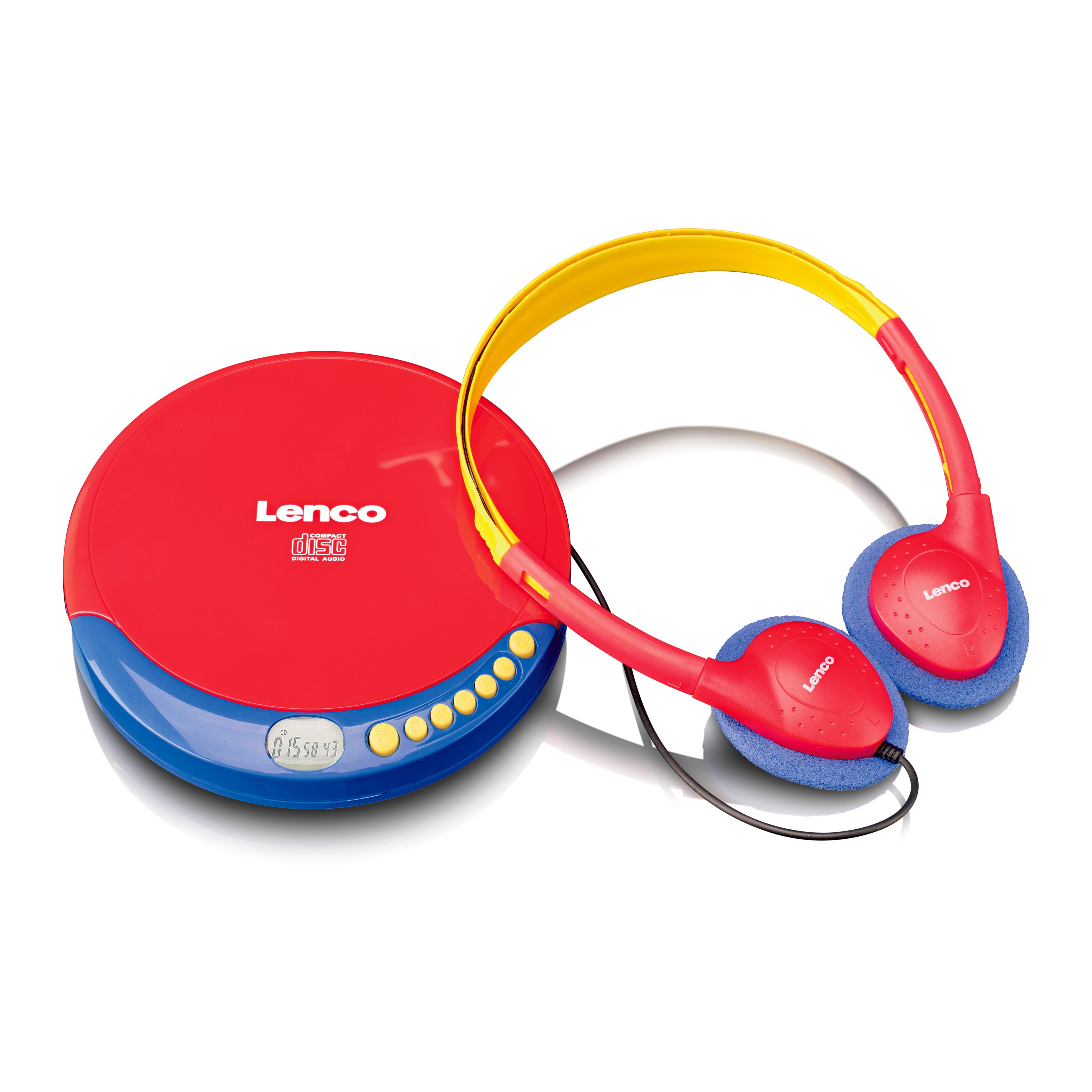 Lenco CD-021KIDS - Draagbare CD speler voor kinderen met hoofdtelefoon, oplaadbare batterijen en ingebouwde geluidsbeperker - Meerkleurig