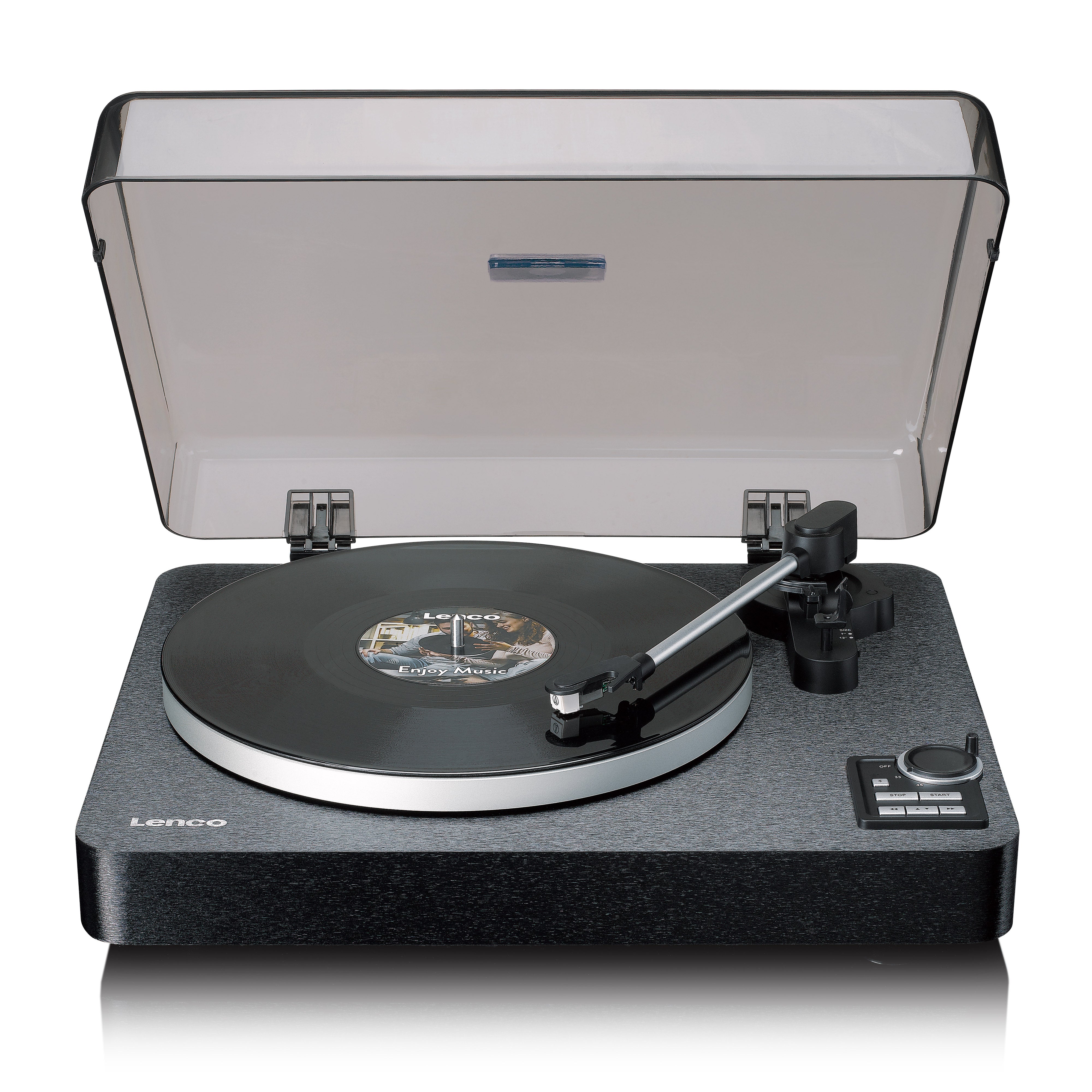Lenco LBTA-165BK - Volledig automatische platenspeler met Bluetooth overdracht en voorversterker - Metalen draaiplateau en toonarm - Zwart