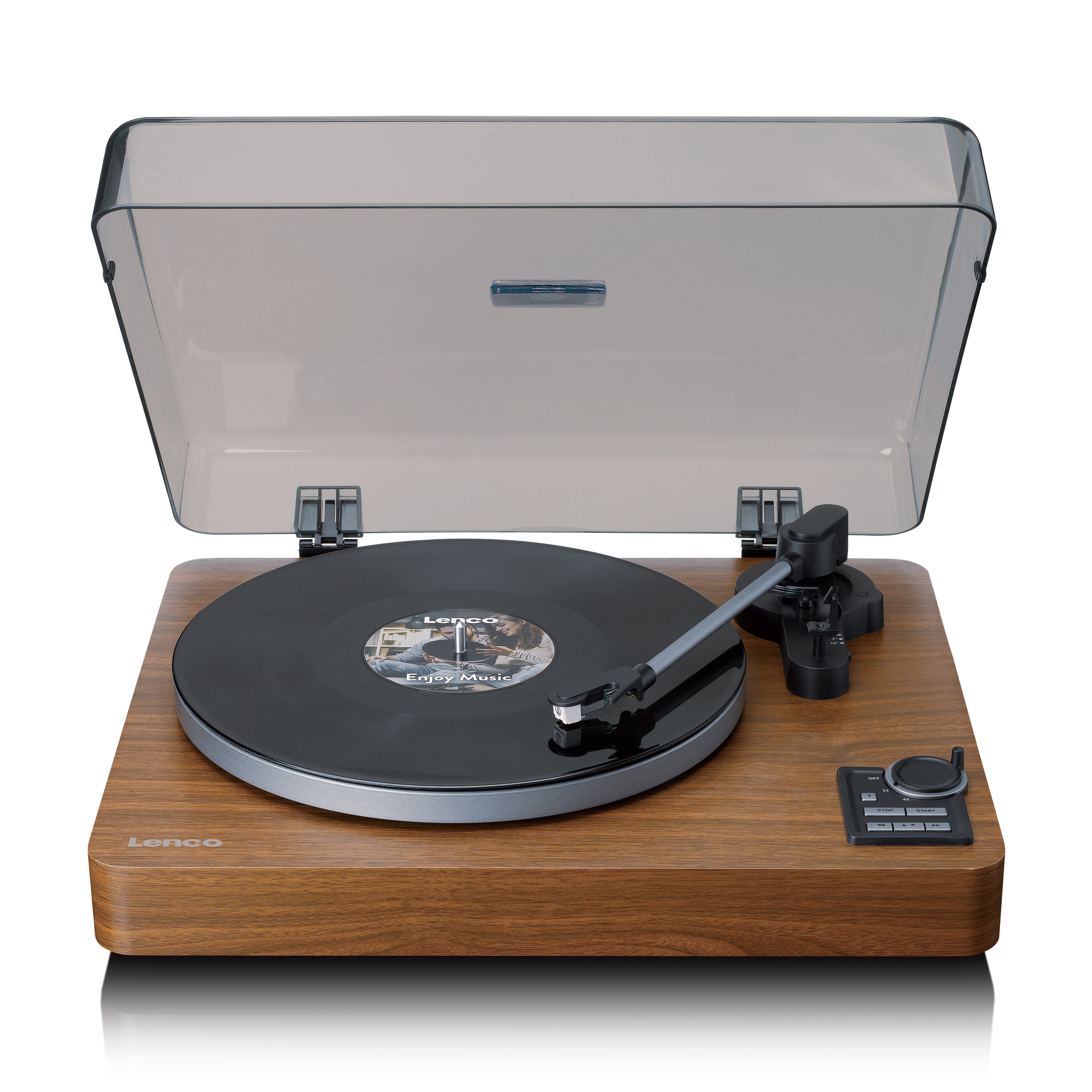 Lenco LBTA-165WD - Volledig automatische platenspeler met Bluetooth overdracht en voorversterker - Metalen draaiplateau en toonarm - Hout
