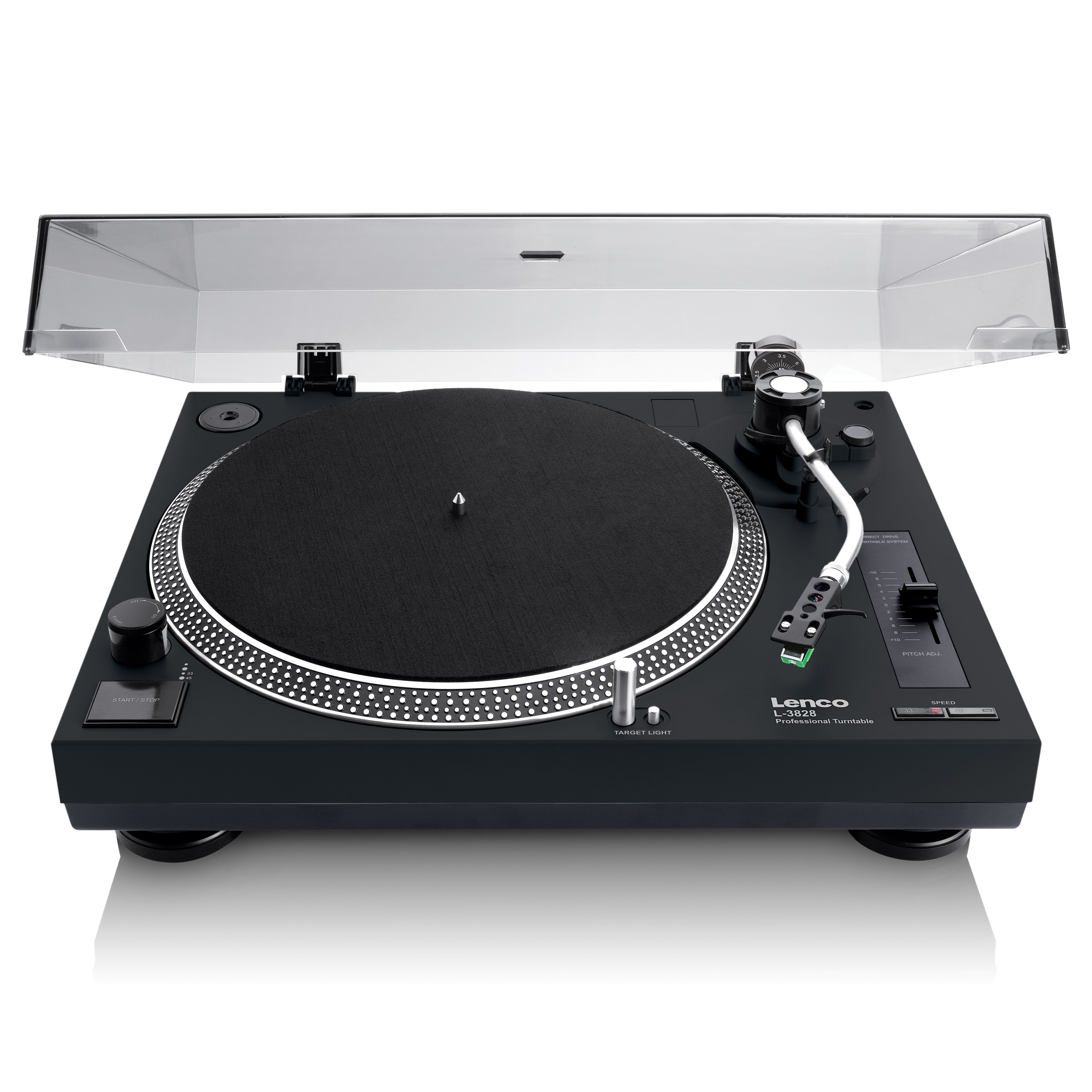 Lenco L-3828BK - Direct aangedreven Platenspeler met USB/PC encoding - Zwart