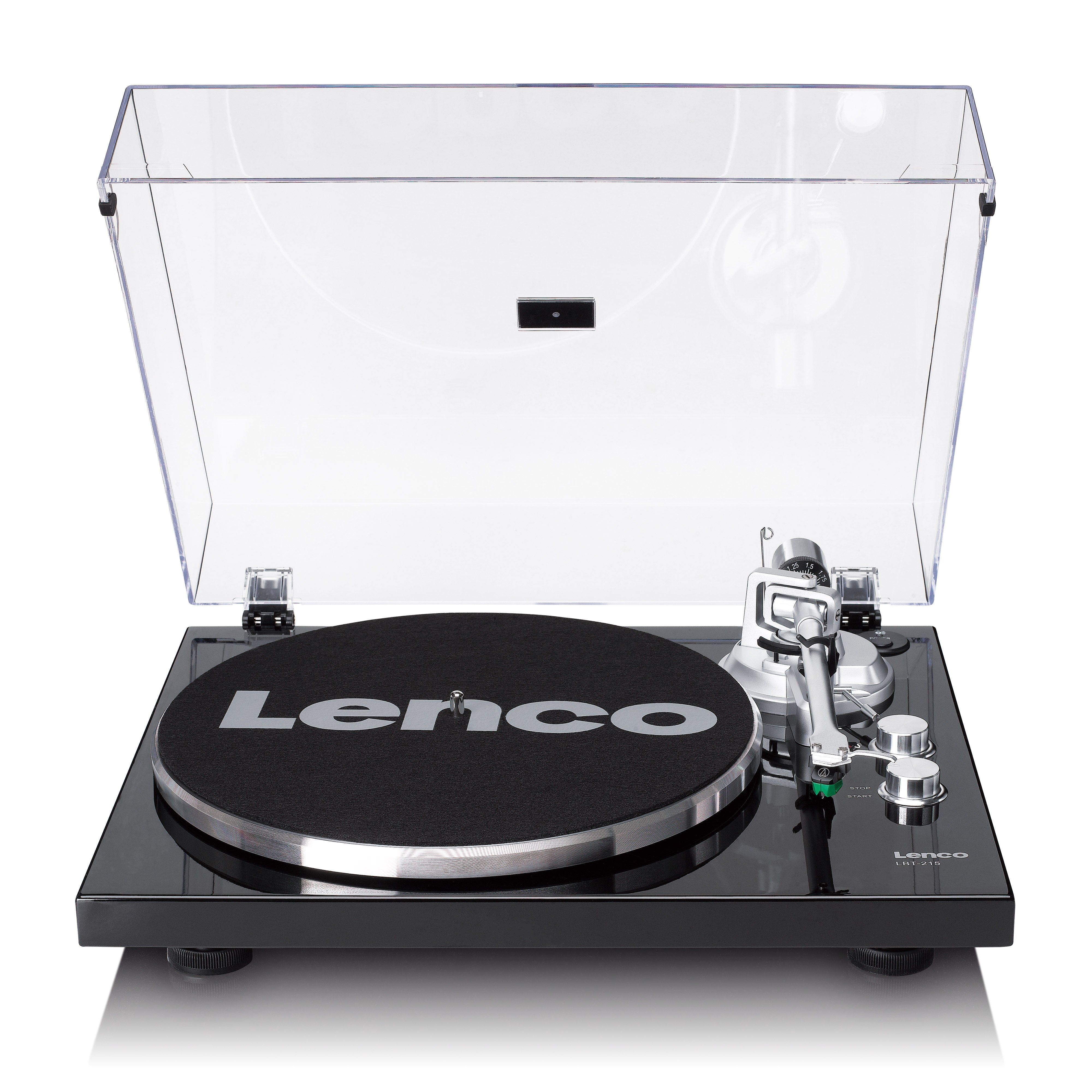 Lenco LBT-215BK - Platenspeler met Bluetooth en een metalen draaiplateau, toonarm en contragewicht - Exclusieve Piano Black kleur