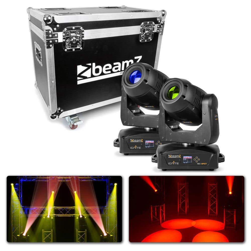 BeamZ Professional BeamZ Set van 2 IGNITE180 spot LED Moving Heads in Flightcase