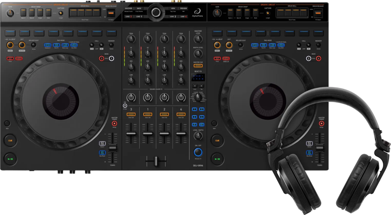 AlphaTheta DDJ-GRV6 + Pioneer DJ HDJ-X7 Zwart