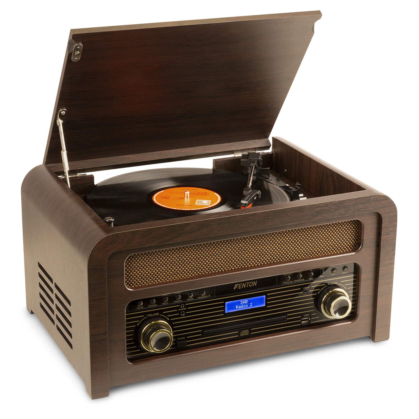 Fenton Retourdeal -  Nashville retro platenspeler met Bluetooth, CD