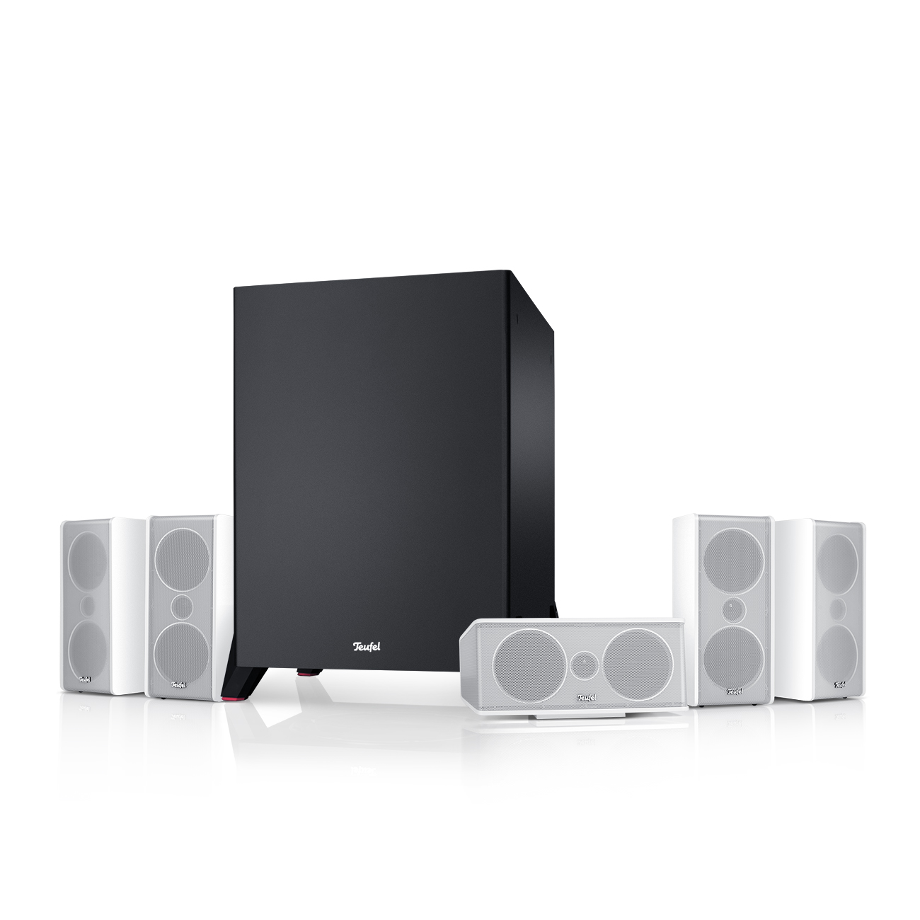 Teufel Consono 35 Mk3 Power Edition 5.1 home cinema set met satllietspeakers, wit