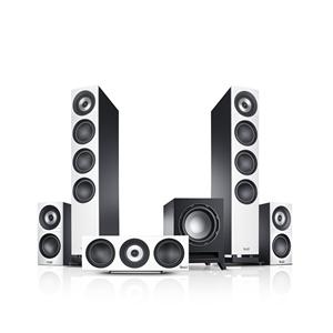 Teufel Definion 3 Surround 5.1 Set High-End home cinema luidsprekerset Krachtige subwoofer Wit/Zwart