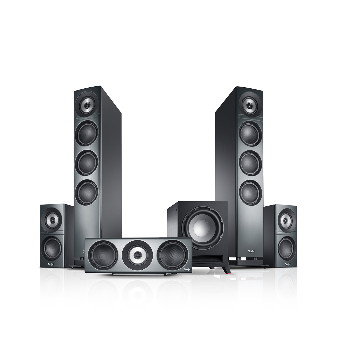 Teufel Definion 3 Surround 5.1 Set High-End home cinema luidsprekerset Krachtige subwoofer Antraciet