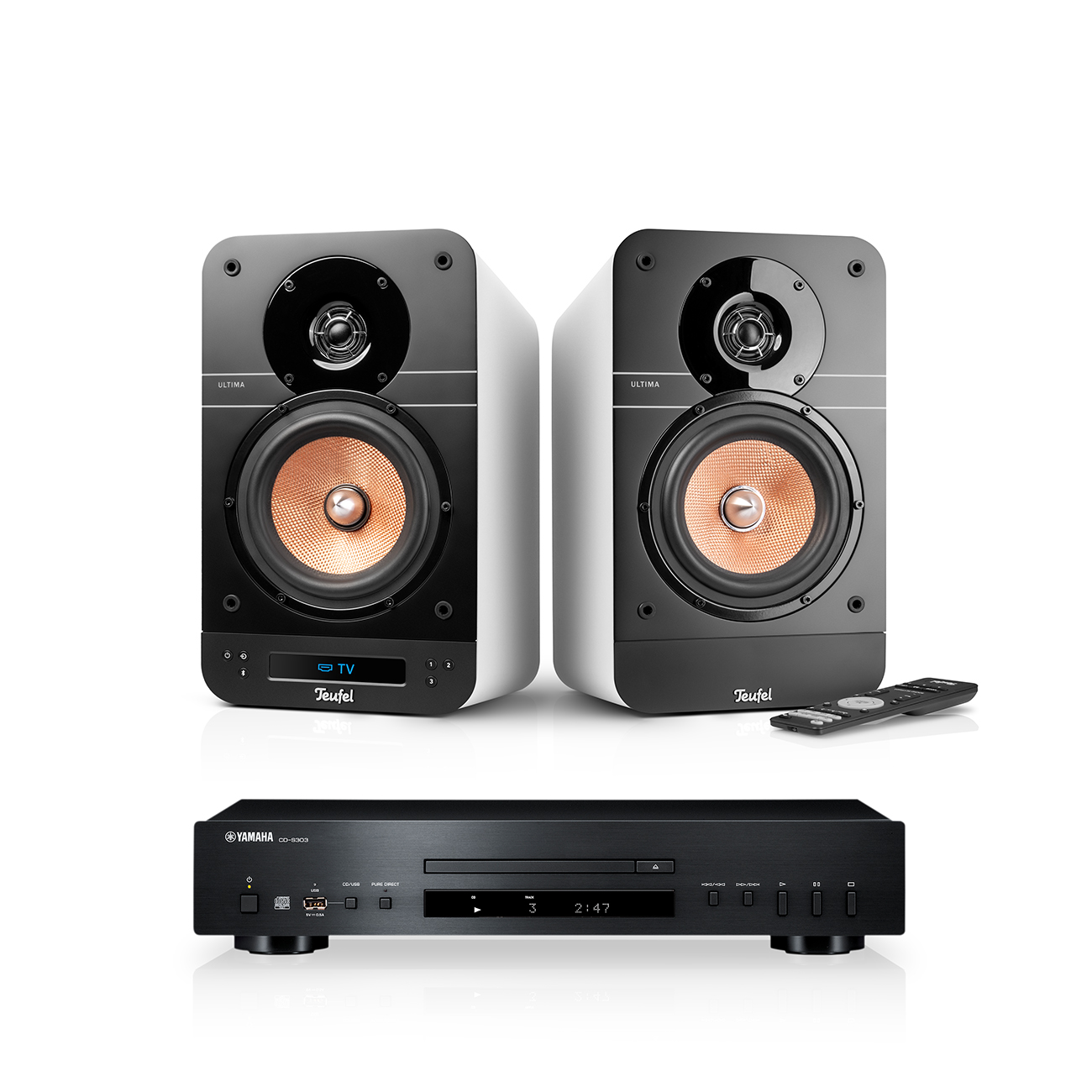 Teufel ULTIMA 25 ACTIVE + Yamaha CD-S303 Pure White