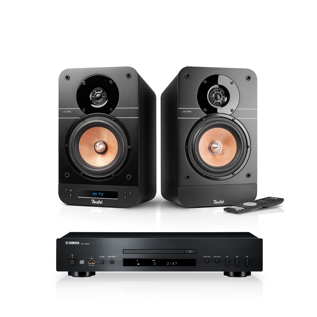 Teufel ULTIMA 25 ACTIVE + Yamaha CD-S303 Night black