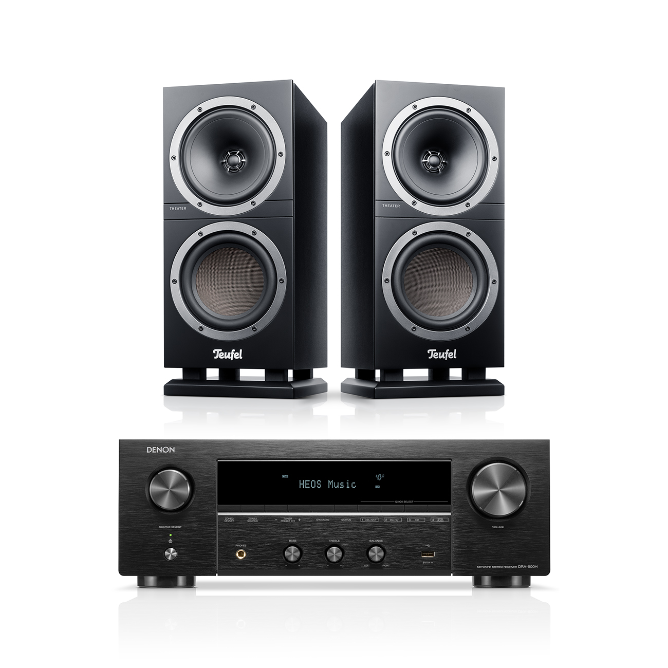 Teufel THEATER 500S + DENON DRA-900H Zwart