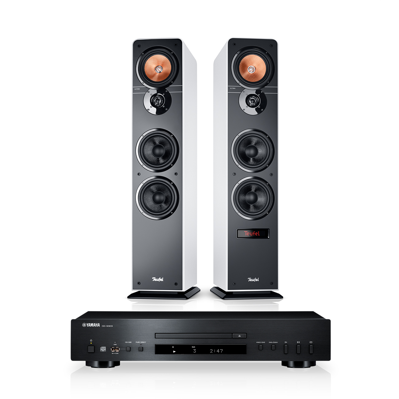Teufel ULTIMA 40 ACTIVE + Yamaha CD-S303 Wit