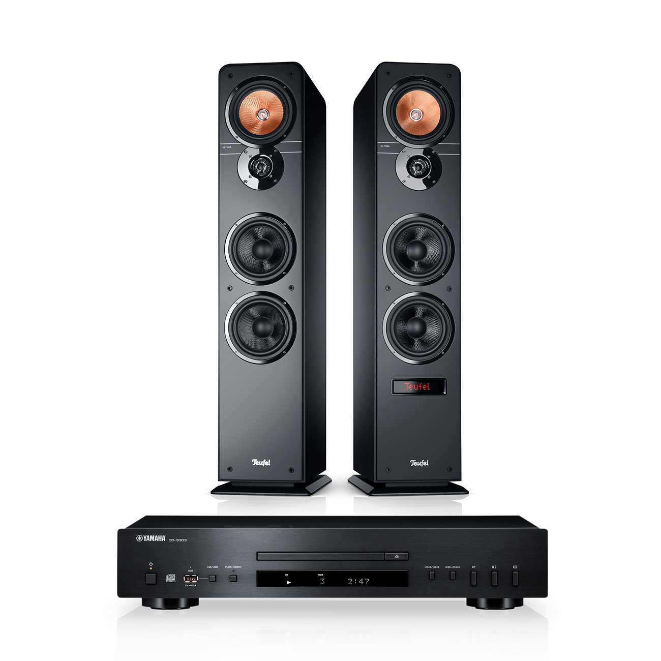 Teufel ULTIMA 40 ACTIVE + Yamaha CD-S303 Zwart
