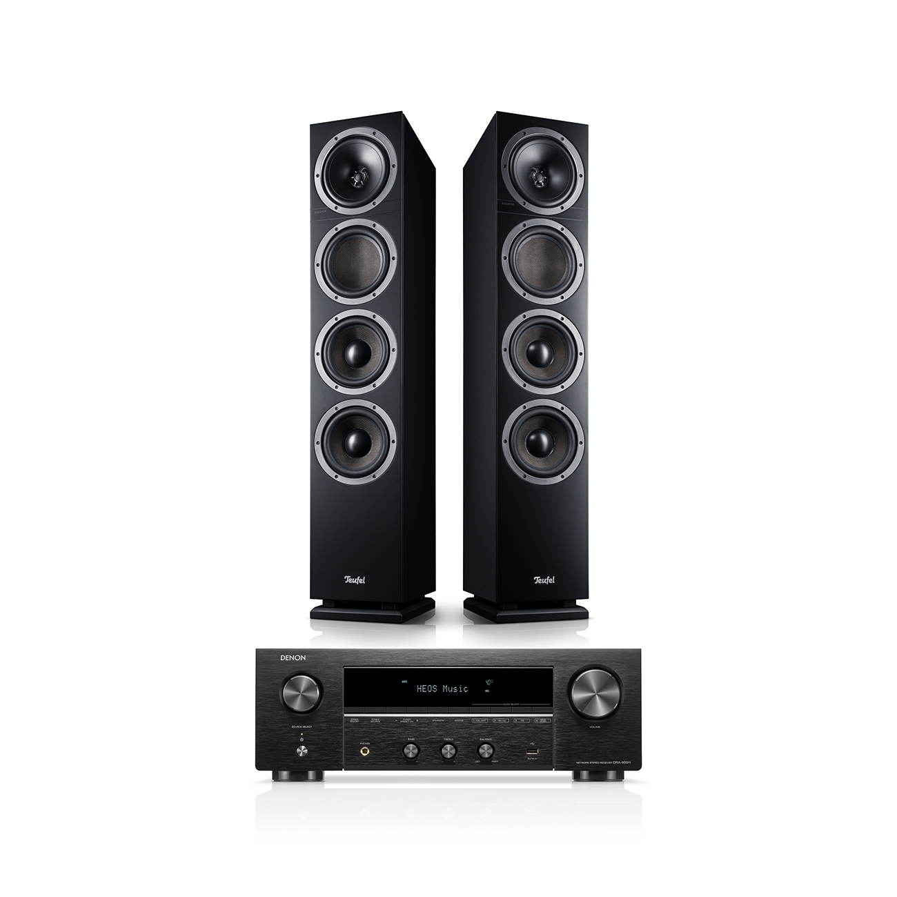 Teufel THEATER 500 + DENON DRA-900H Zwart