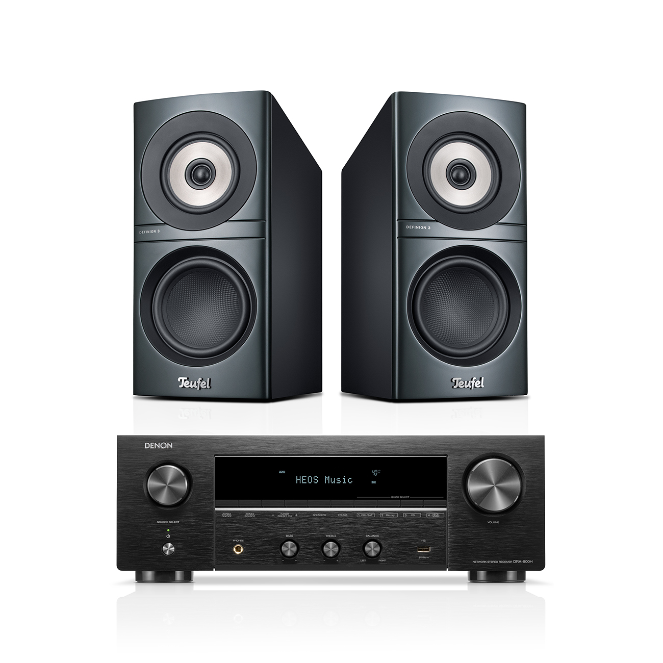 Teufel DEFINION 3S + DENON DRA-900H Antraciet