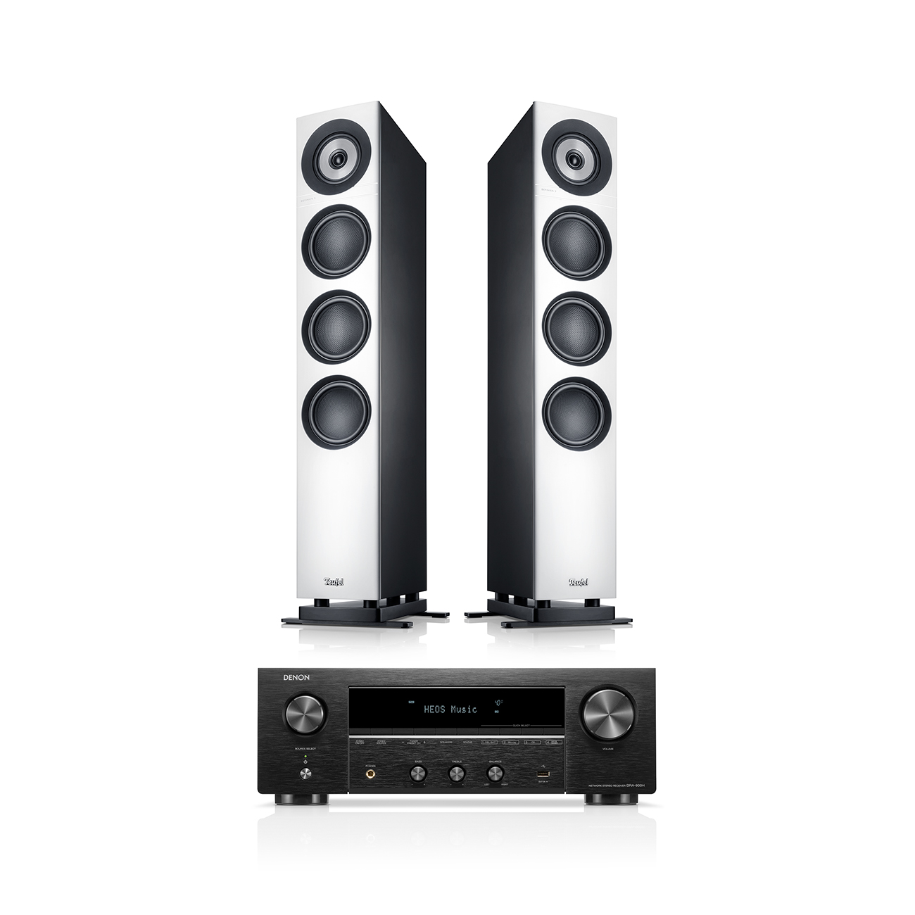 Teufel DEFINION 3 + DENON DRA-900H Wit/zwart