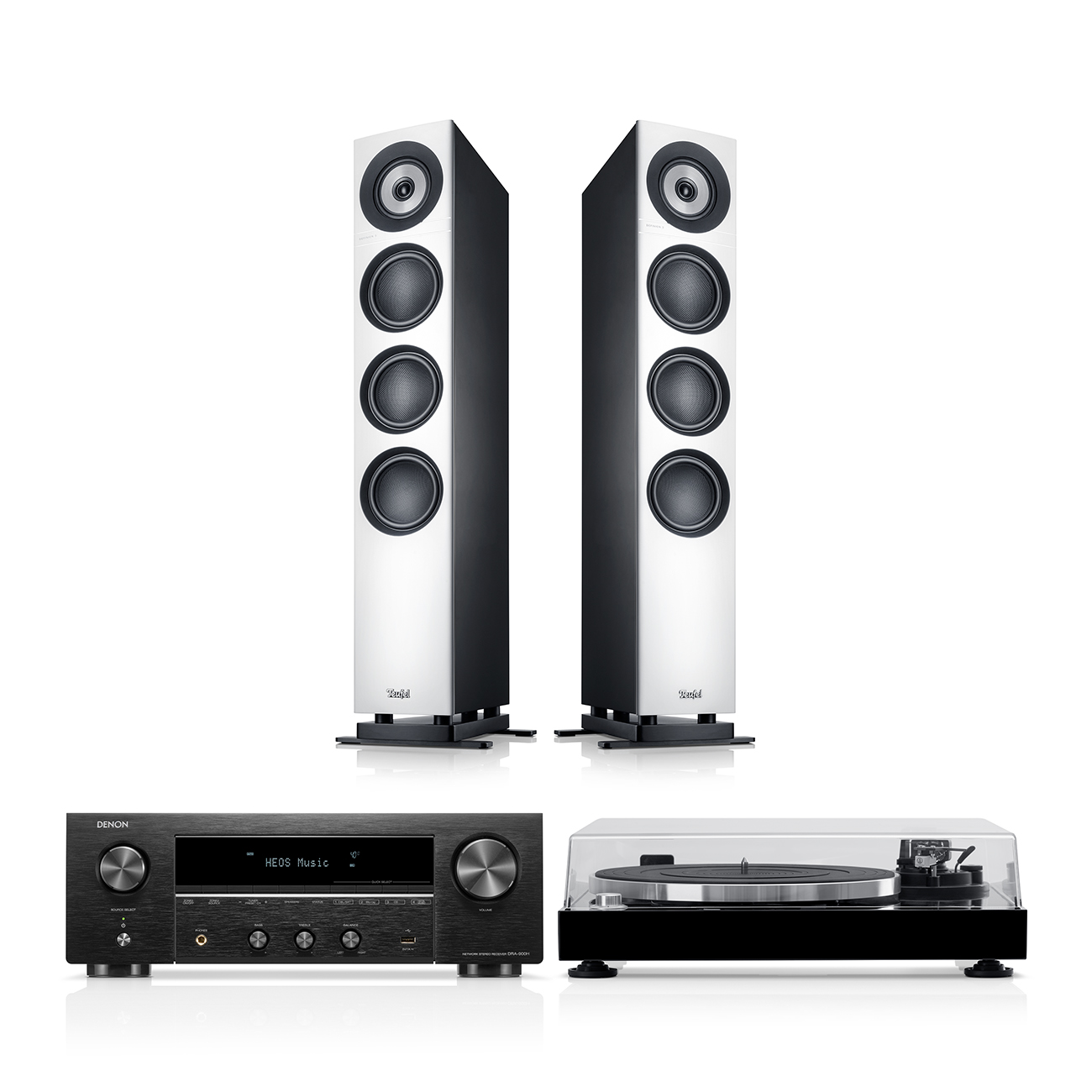 Teufel DEFINION 3 + DENON DRA-900H + DUAL DT 500 Wit/zwart/Schwarz