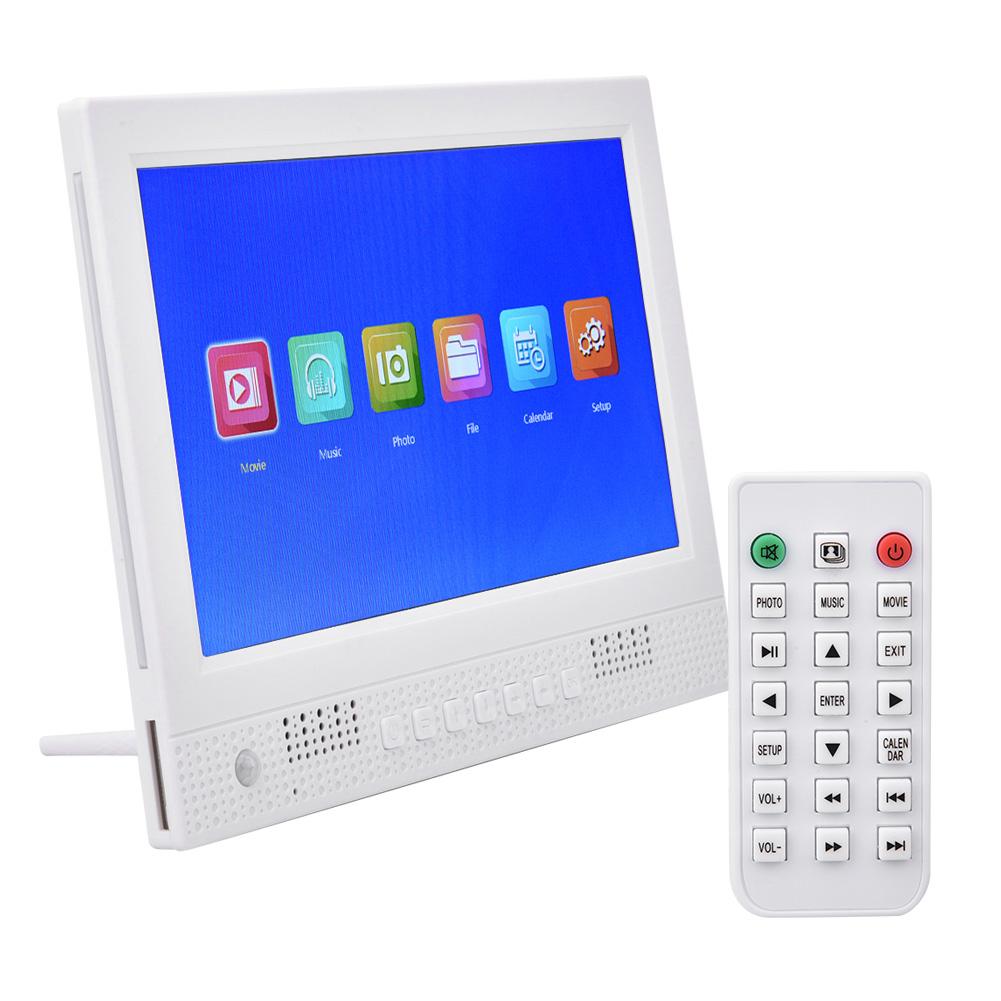 Igeteck 10 inch Elektronische Digitale Fotolijst Lichaamsinductie 1024 * 600 Resolutie Ondersteunt Video Afspelen US Plug wit