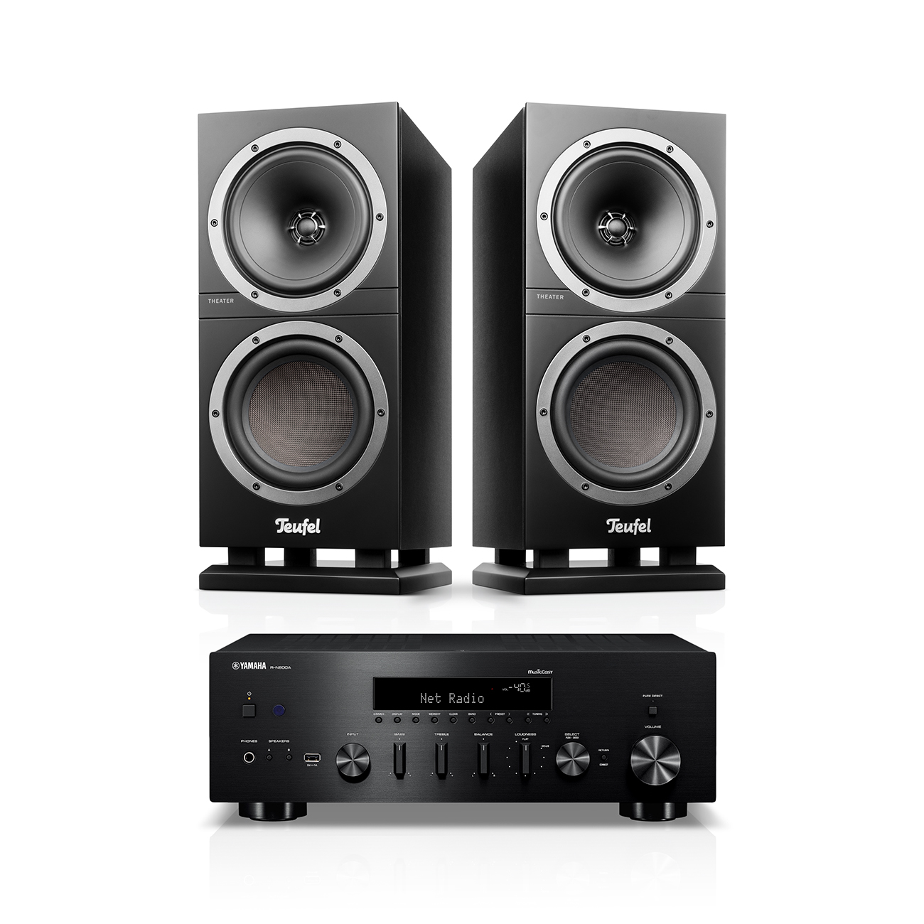 Teufel THEATER 500S + Yamaha R-N600A Zwart