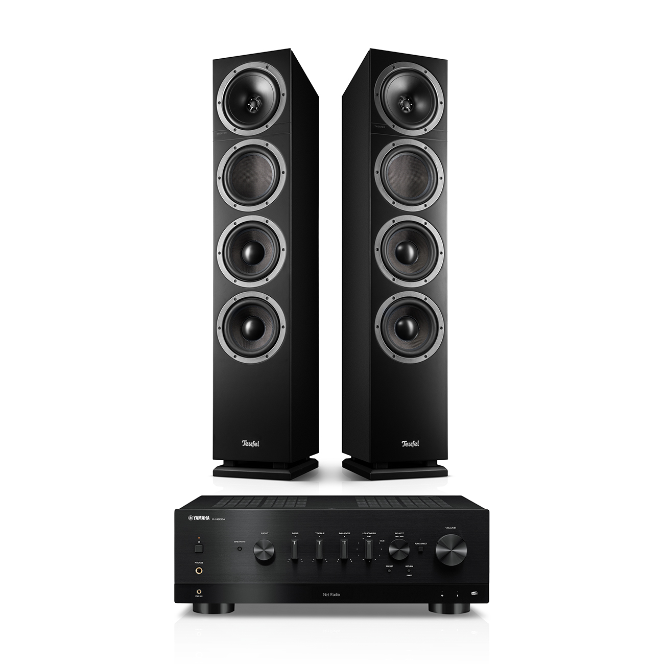 Teufel THEATER 500 + Yamaha R-N800A Zwart