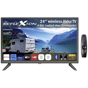 Reflexion LCD-TV Draagbare TV 60 cm 24 inch Energielabel E (A - G) CI+*, DVB-S, DVB-T, DVB-C, Smart TV, WiFi, Ingebouwde accu Zwart