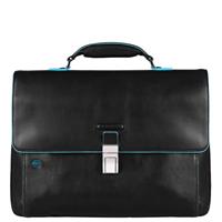 Zak Piquadro Blue Square Black Leather Folder - CA3111B2-N