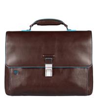 Zak Piquadro Blauw Vierkant Bruin Lederen Map CA3111B2-MO