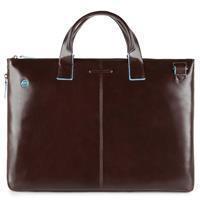 piquadro Blue Square Expandable Slim Computer Bag 15.6" Mahogany