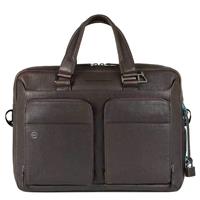 Piquadro Black Square Kurzgrifflaptoptasche 39.5 cm 15", dunkelbraun