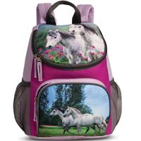 Kinderrucksack Pferde grau/lila