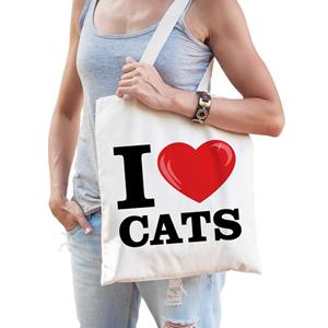 Katoenen tasje i love cats/ katten/ poezen