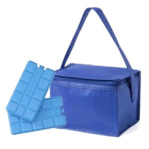 Kleine koeltas blauw voor 6 blikjes inclusief 2 koelelementen Blauw