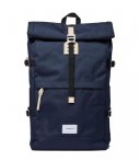 Sandqvist Bernt Backpack navy with natural leather backpack