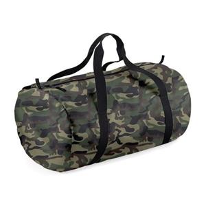 Bagbase Camouflage groene ronde polyester sporttas/weekendtas 32 liter Groen