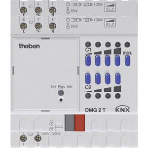 Theben DMG 2 T KNX Dimmaktor, Bussystem KNX, 10-800W, REG, 4TE, 2Ausg, universal, Vor Ort-/Handbedienung