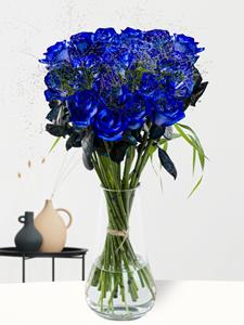 Surprose 20 blauwe rozen met panicum | Rozen online bestellen & versturen | .nl